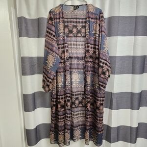 Elegant Blue and Pink Kimono